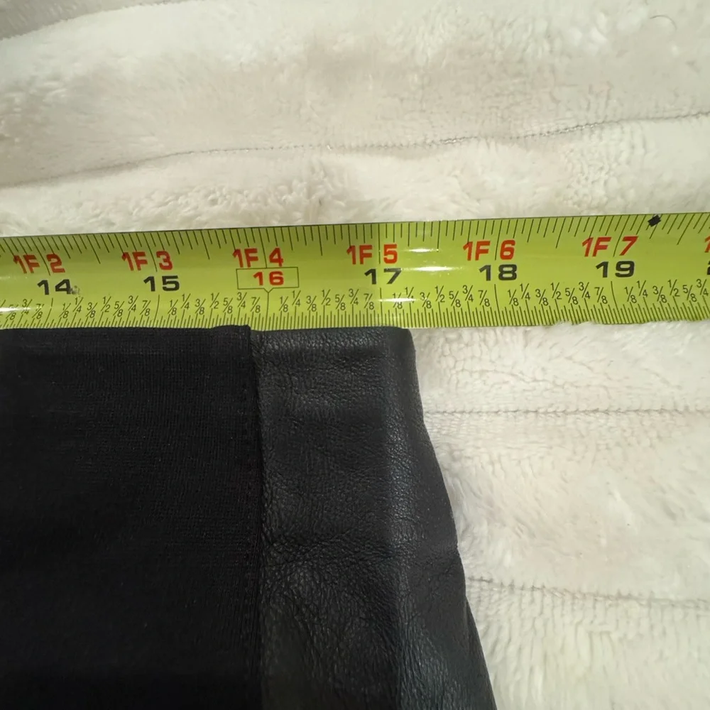 J. CREW Black Stretch Flat Front Ponte Pants With Leather Trim Size 14